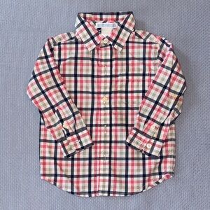 Plaid Button-Down Shirt - Pink Navy Check